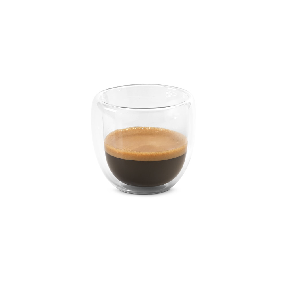 EXPRESSO. Conjunto de café em vidro borossilicato com 2 copos com parede dupla isolada a ar 75 mL - Imagem 4