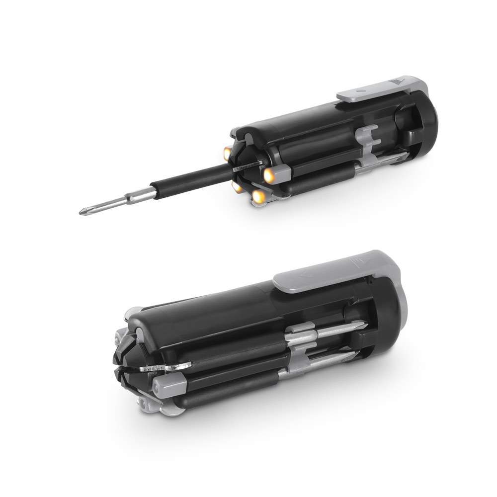 GABRO. Conjunto de ferramentas em ABS com 6 LEDs e 5 pontas