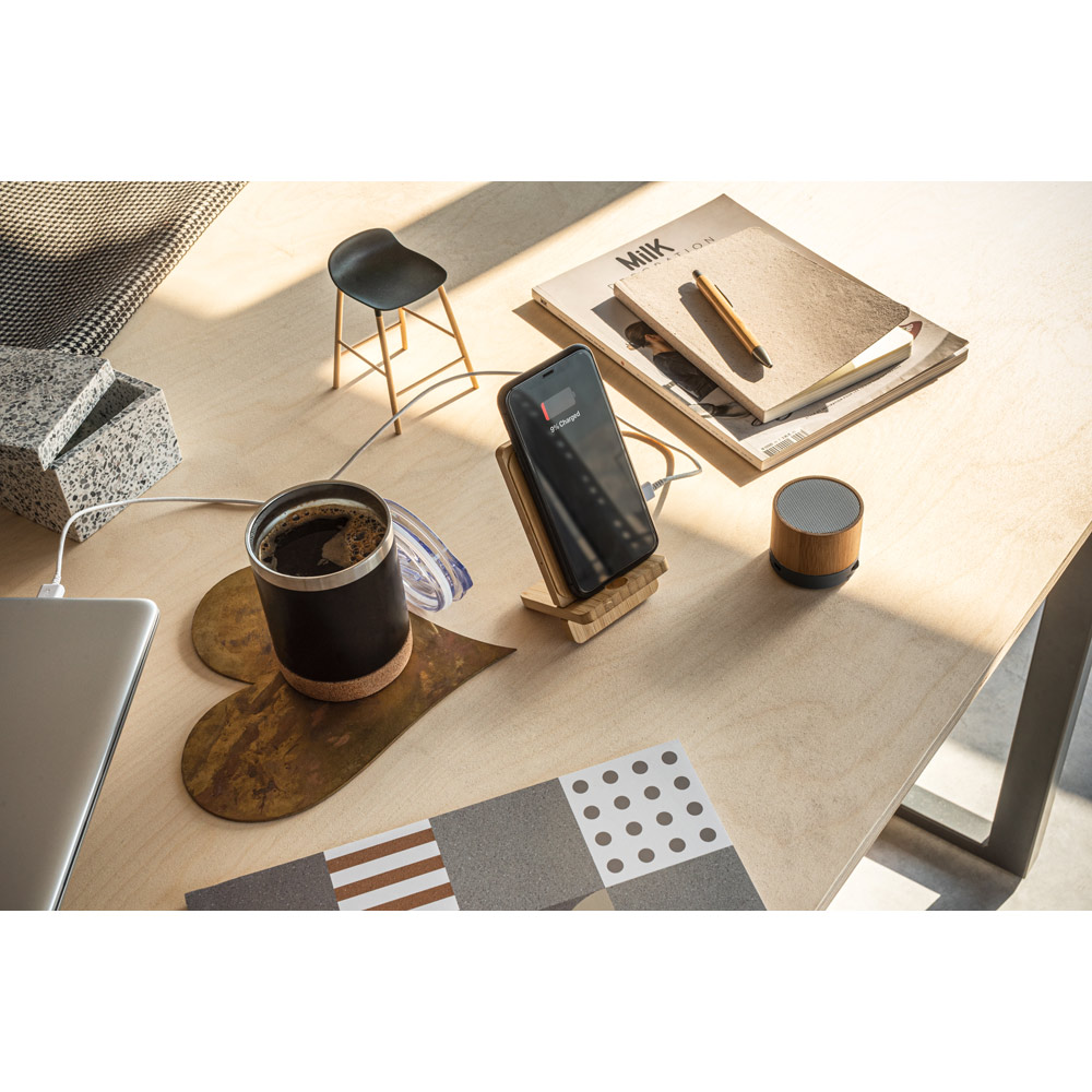 RE-GLASHOW. Caixa de som portátil em bambu e ABS 100% reciclado com microfone e autonomia de 4h30 - Imagem 2